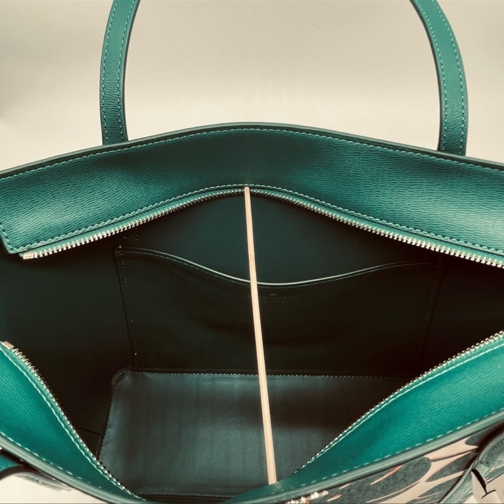 Kate Spade Cara Monstera Leaves Printed Refined Grain Leather Large Tote Bag - Picture 9 of 11